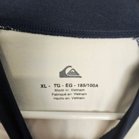 Quiksilver Rash Guard Navy Blue White Short Sleeve Pullover Men XL - Picture 6 of 7